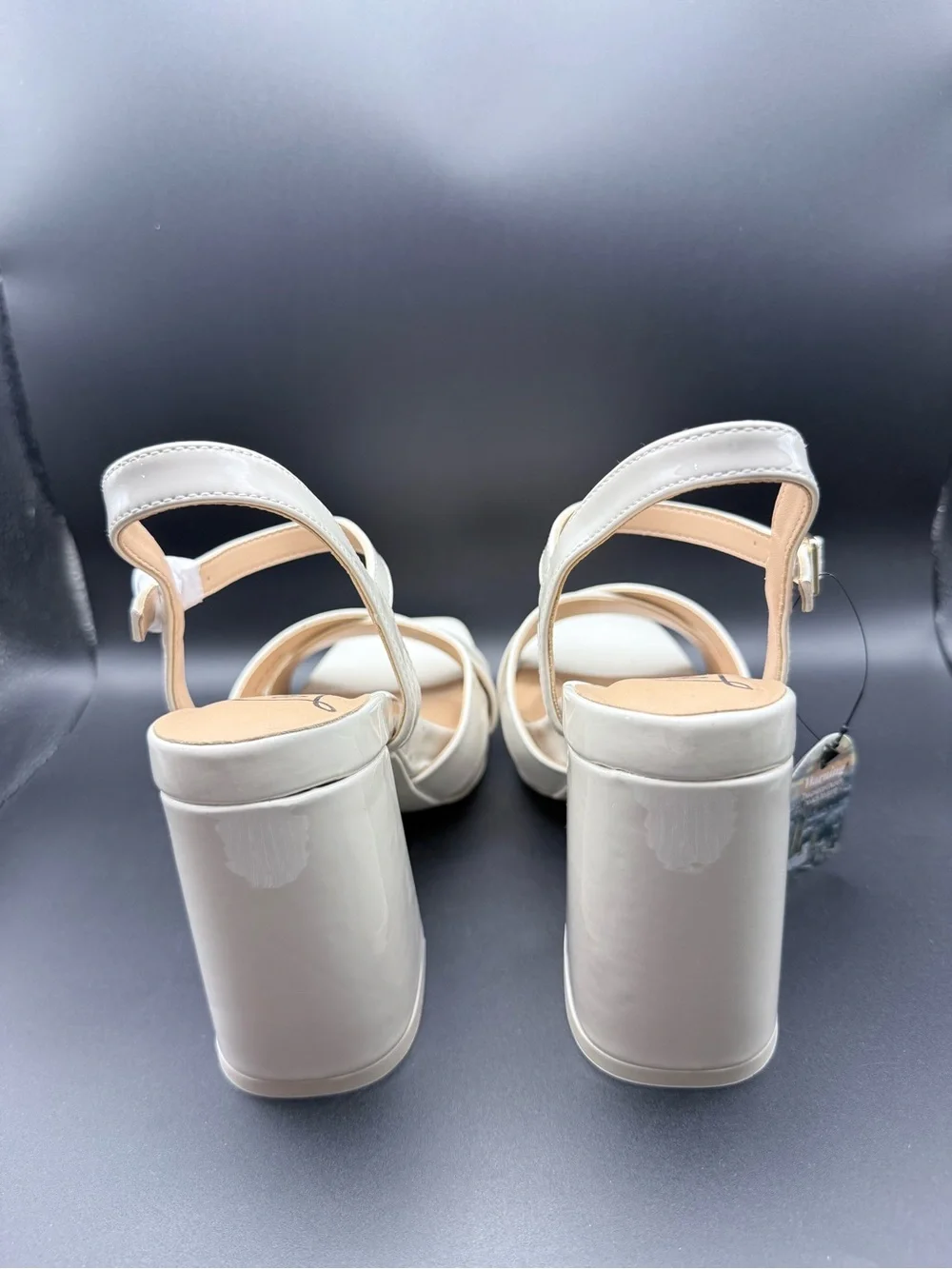 London Rag - Off-White (Bone) Patent Platform Block Heel Sandals